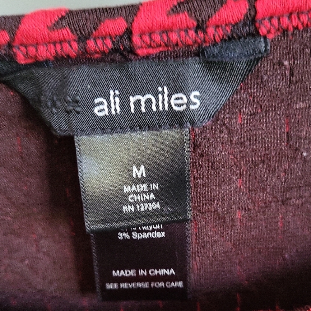 Ali Miles Red and Black Houndstooth Tunic Medium - Picture 2 of 7